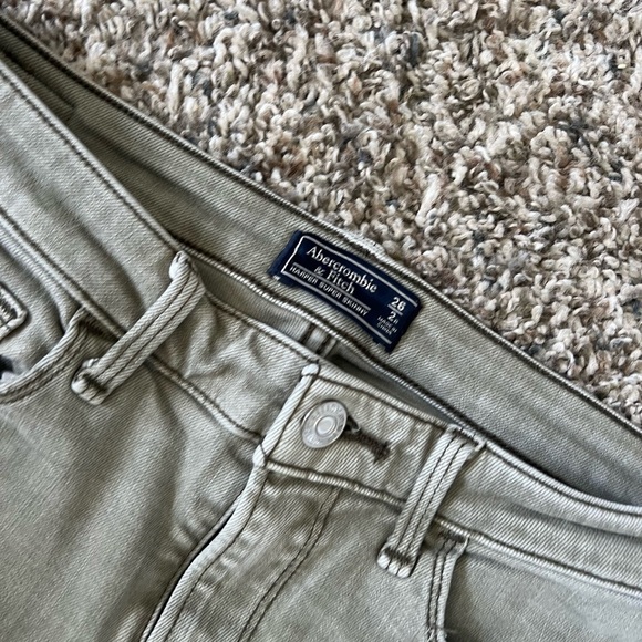 Abercrombie & Fitch Harper Super Skinny Ankle Jeans Military Green - Picture 3 of 5